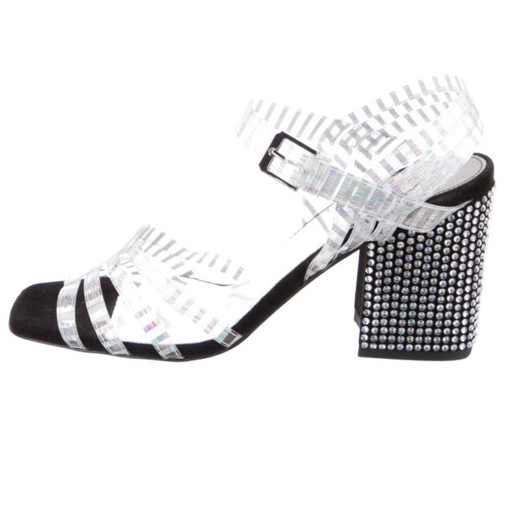NIB Laurence Dacade Paris PVC Crystal Embellishments Gladiator Sandals Size 7.5